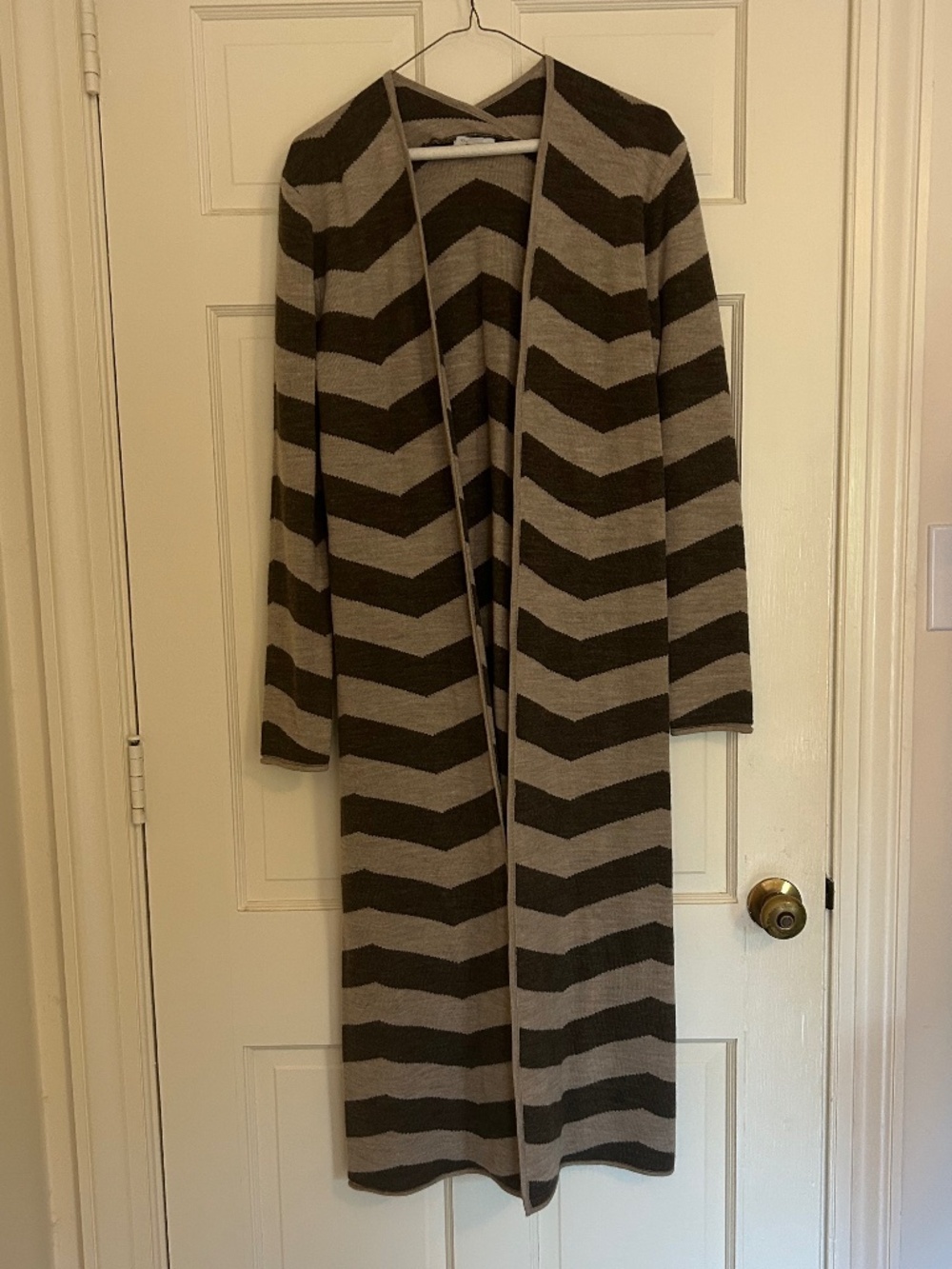Garnet Hill full-length, open cardigan.